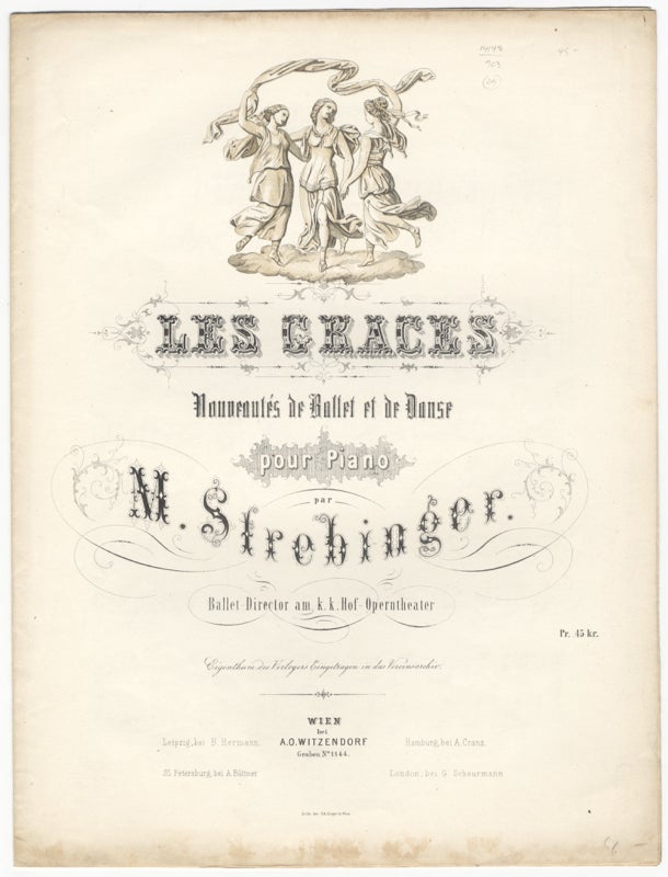 Item #14148 Les Graces Nouvenutés de Ballet et de Danse pour piano. Matthias fl. 1850 STREBINGER.