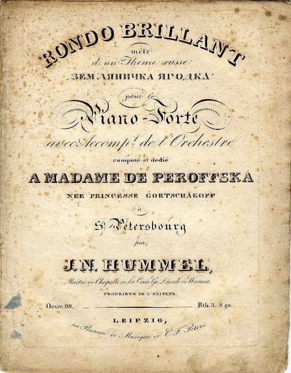 Item #14706 [Op. 98]. Rondo Brillant. Johann Nepomuk HUMMEL.