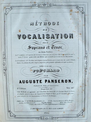 Item #14999 Methode de Vocalisation pour Soprano et Tenor ... 2e Edition. Auguste PANSERON