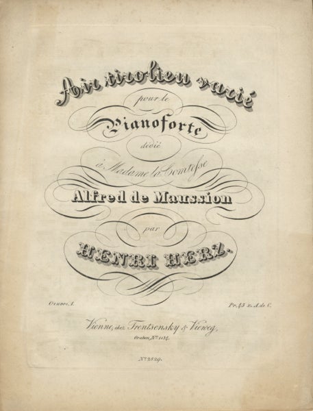 Item #17080 [Op. 1]. Air tirolien varié pour le Pianoforte. Henri HERZ.