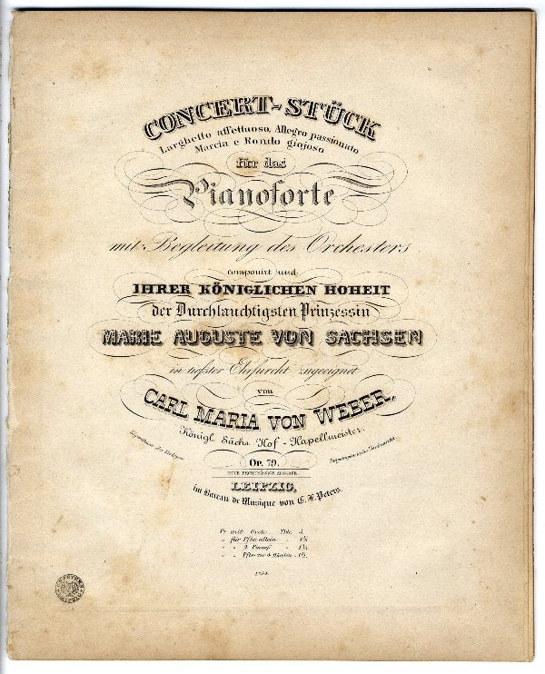 Item #18509 [Op. 79]. Concert-Stück [Piano solo part only]. Carl Maria von WEBER.