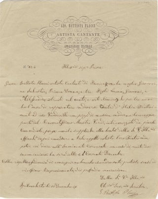 Item #20567 Autograph letter signed to Signor Priore. Giovanni Battista 179?-186? PLACCI