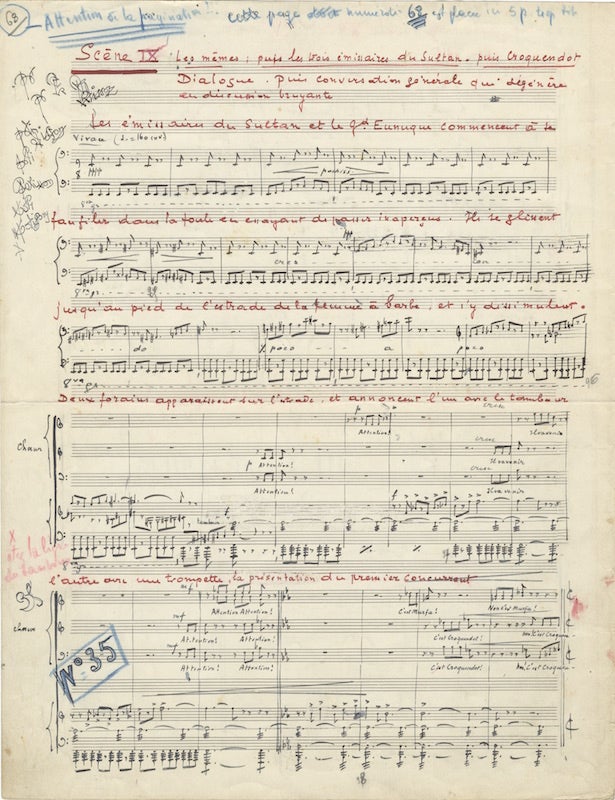 Item #20707 Autograph musical manuscript from the composer's opera bouffe La femme à barbe. Claude DELVINCOURT.