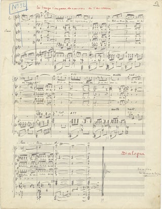 Autograph musical manuscript from the composer's opera bouffe La femme à barbe
