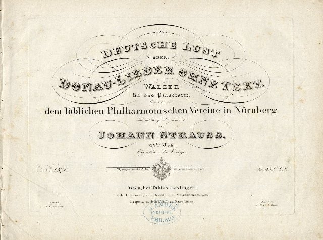 Item #21380 [Op. 127]. Deutsche Lust oder Donau-Lieder ohne Text Walzer für das Pianoforte. Johann STRAUSS, Sr.