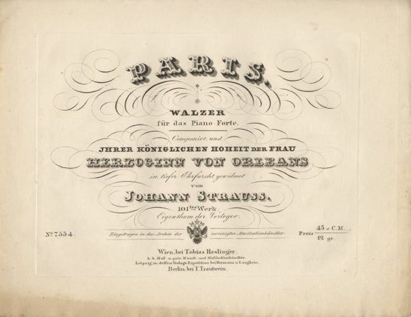 Item #22052 [Op. 101]. Paris. Walzer fûr das Piano-Forte. Johann STRAUSS, Sr.