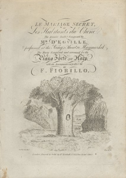 Item #22224 Le Mariage Secret, ou Les Habitants du Chene, The favorite Ballet Composed by Mr. D'Egville, & performed at the King's Theatre, Haymarket, The Music Composed and arranged for the Piano Forte or Harp, with an Accompaniment for Flute. [Piano score]. Federigo 1755-ca.1823 FIORILLO.
