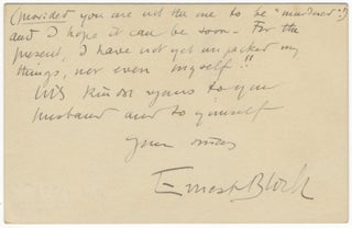 Item #22365 Autograph letter signed. Ernest BLOCH