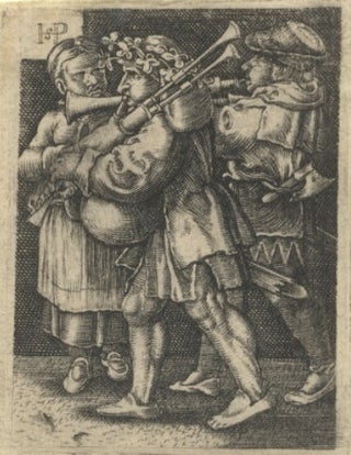 Item #22404 Fine 16th century German engraving after Hans Sebald Beham (1500-1550) depicting two...