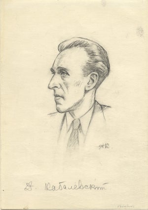 Item #22727 Original portrait drawing by Aleksandr Kostomolotsky, signed by the composer and...