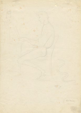 Item #22784 Original pencil sketch by the French artist Paul Jean Flandrin (1811-1902). Ambroise...