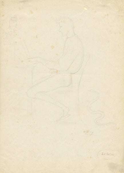 Item #22784 Original pencil sketch by the French artist Paul Jean Flandrin (1811-1902). Ambroise THOMAS.