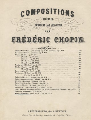Item #23135 [Op. 64, no. 2]. Compositions célèbres pour le piano par Frédéric Chopin......