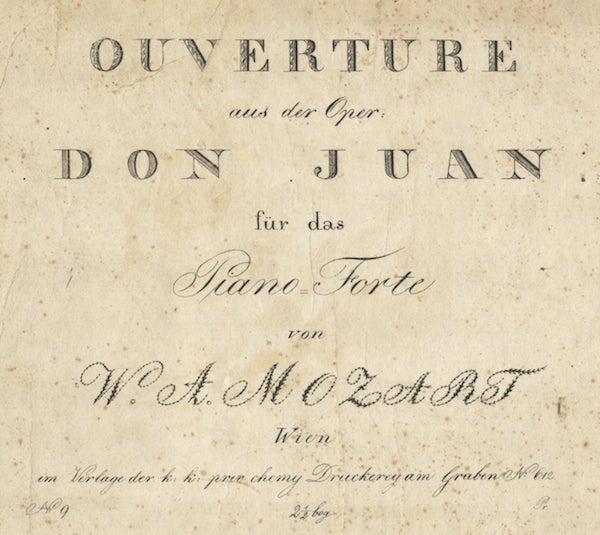 Item #23290 [K. 527]. Ouverture aus der Oper Don Juan für das Piano=Forte. Wolfgang Amadeus MOZART.