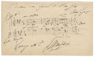 Item #23299 Autograph musical quotation signed "E Mascheroni" from his opera Lorenza. Edoardo...