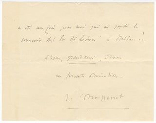 Item #23322 Autograph letter signed "J. Massenet," mostly probably to the tenor Francesco Tamagno...