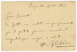Item #23409 Autograph letter signed "F Cilea" to composer [Ezio] Camussi dated Rapallo, July 19,...