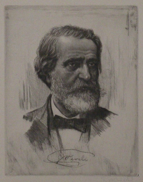 Item #23414 Soft ground bust-length etching by Ferdinand Michl (1877-1951). Giuseppe VERDI.