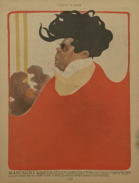Item #23429 Portrait caricature by Aroun-al-Rascid [pseud. Umberto Brunelleschi] (1879-1949). Pietro MASCAGNI.
