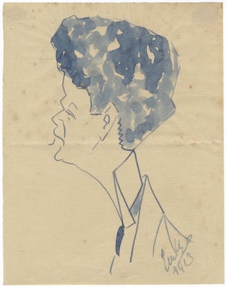Item #23549 Original caricature signed, believed to be of the French composer Paul Dukas...