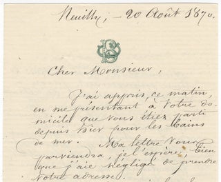 Two autograph letters signed "J Belval" concerning a lawsuit at the Paris Opéra