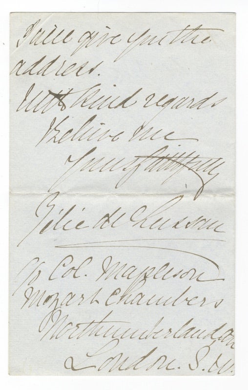 Item #23644 Autograph letter signed in full to "Mr. Woolf" Zélie DE LUSSAN.