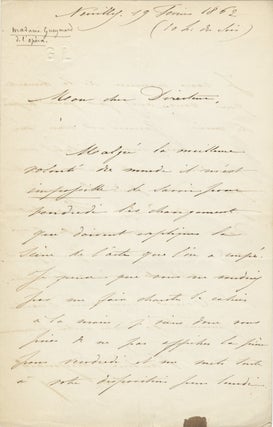 Item #23718 Autograph letter signed "Pauline Gueymard" to "Mon cher Director" [?Alphonse Royer,...