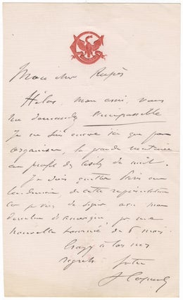 Three autograph letters signed "V Capoul," most probably to composer Georges Rupé