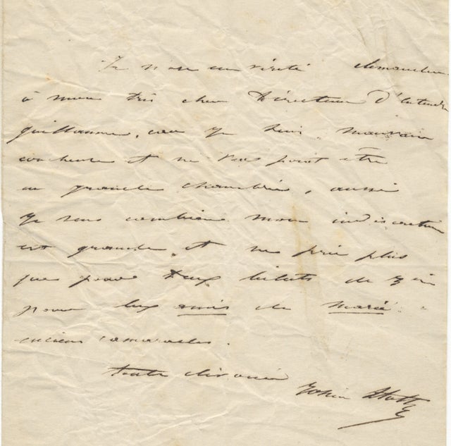 Item #23725 Autograph letter to "Mon très cher Directeur" (most probably François-Joseph Fétis, Director of the Conservatoire), signed in full. Rosine STOLTZ.