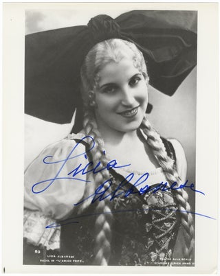 Item #23759 Role portrait photograph of the soprano as Suzel in Mascagni's L'Amico Fritz. Signed...