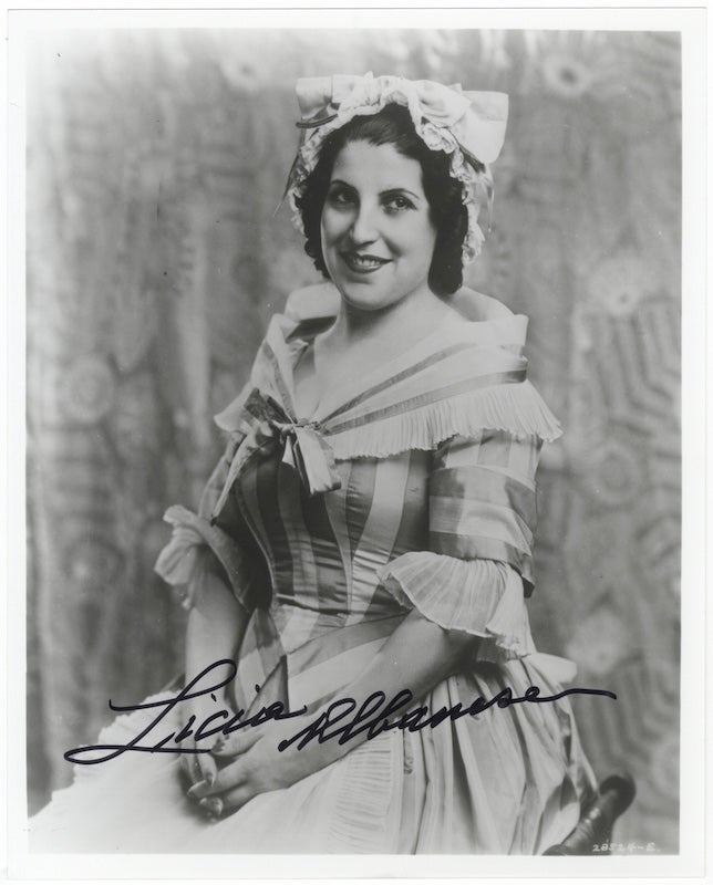 Item #23761 Role portrait photograph of the soprano in Mozart's The Marriage of Figaro. Signed in full. Licia ALBANESE.