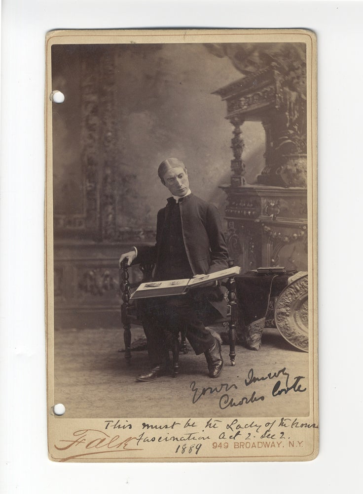 Item #23844 Cabinet card photograph signed in full. Ca. 1889. Charles fl. late 19th century CORTE.