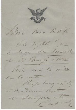Item #24200 Autograph letter signed "Capoul" to composer, conductor, and violinist [Luigi]...