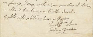 Item #24265 Autograph letter signed to "Dearest Ferdinando." Gaetano FRASCHINI