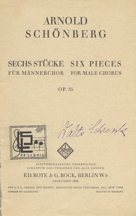 Item #24283 [Op. 35]. Sechs Stücke für Männerchor. Arnold SCHOENBERG