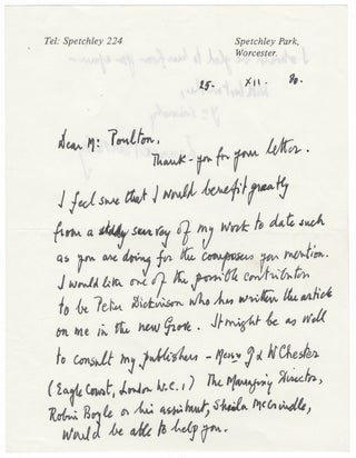 Item #24371 Three autograph letters signed to pianist and editor Alan Poulton. Lennox BERKELEY