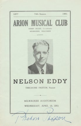 Item #24402 Signed program for a recital with noted American baritone (1901-1967), featuring...
