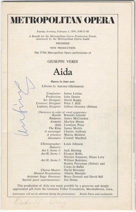 Item #24489 Signed program for the Metropolitan Opera's premiere of a new production of Verdi's...