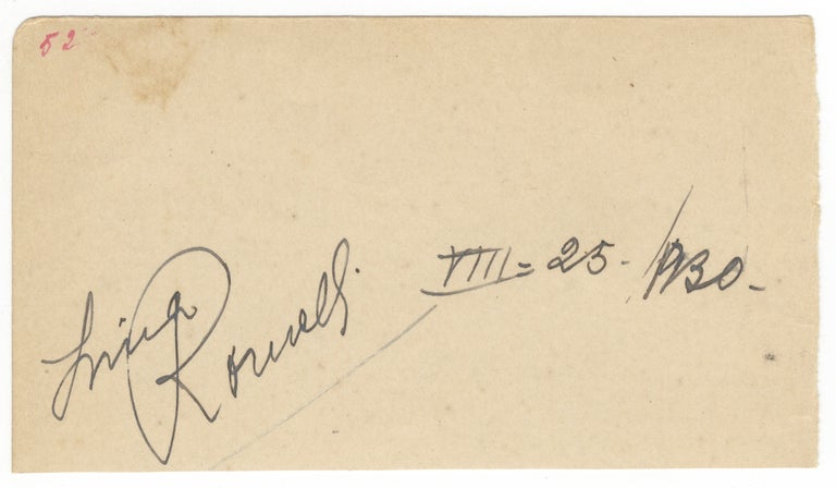 Item #24500 Autograph signature dated August 25, 1930. Lina ROMELLI.