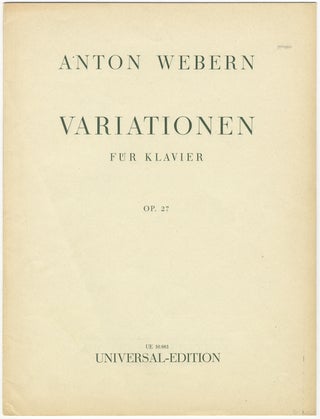 Item #24503 [Op. 27]. Variationen für Klavier. Anton WEBERN