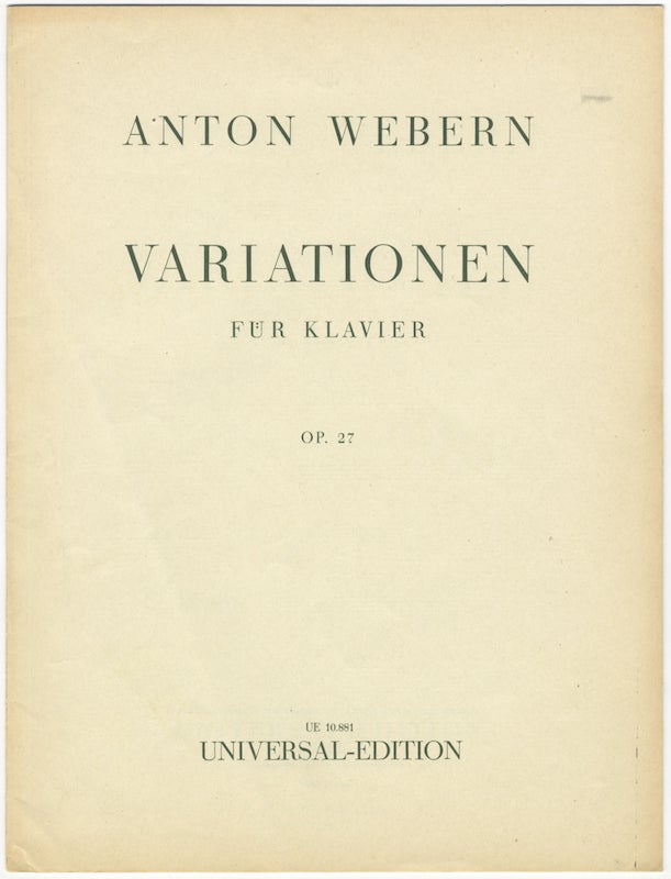 Item #24503 [Op. 27]. Variationen für Klavier. Anton WEBERN.