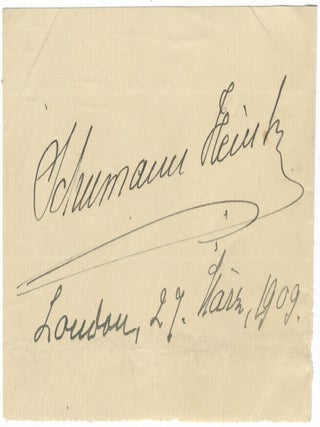 Item #24523 Autograph signature of the noted Austrian contralto and mezzo-soprano. Ernestine...