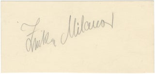 Item #24526 Autograph signature of the noted Croatian soprano. Zinka MILANOV