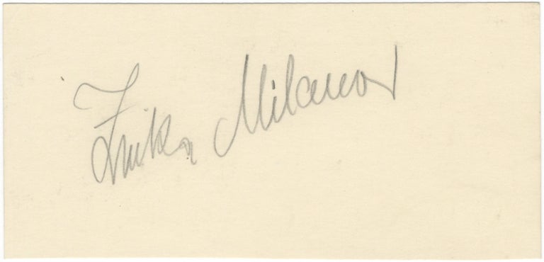 Item #24526 Autograph signature of the noted Croatian soprano. Zinka MILANOV.
