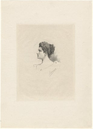 Item #24539 Fine head-and-shoulders portrait etching of the Swiss soprano by F[ernand] Desmoulin....