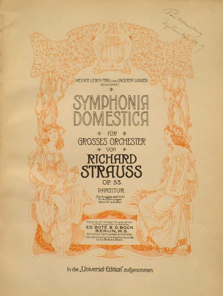 Item #24642 [Op. 53]. Symphonia Domestica für grosses Orchester... Op. 53. Partitur. [Study score]. Richard STRAUSS.