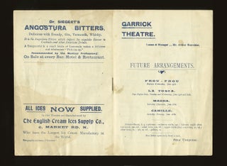 Program for the Garrick Theatre featuring a performance by Bernhardt of Sardou's play, La Tosca