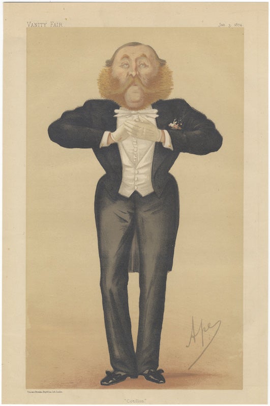 Item #24791 Chromolithographic portrait by Ape (Carlo Pellegrini 1839-1889) entitled "Cotillon" DANCE, Augustus Savile Lumley.