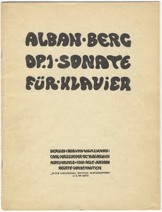 Item #24939 [Op. 1]. Sonate für Klavier. Alban BERG