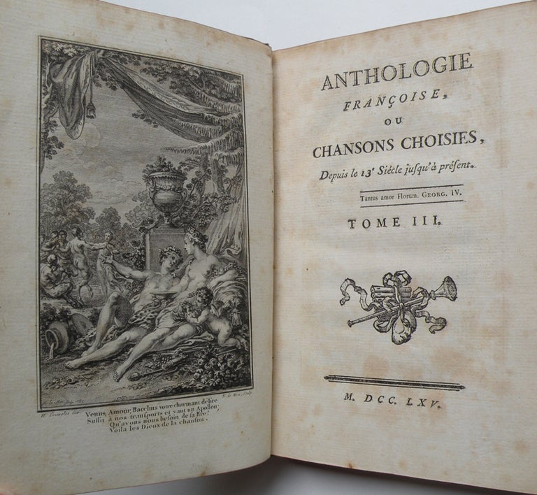 Item #25076 Anthologie Françoise ou Chansons Choisies, Depuis le 13e Siécle jusqu'à présent ... Tome I [-III]. Jean MONNET, ed.